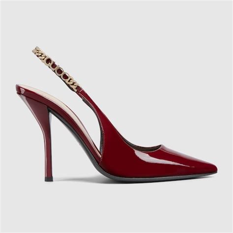 gucci leather nameplate pump|Gucci signoria patent leather pump.